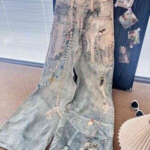 Acne Blue Embellished Flare Jeans